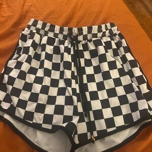 Checkered Black and White Women's Shorts